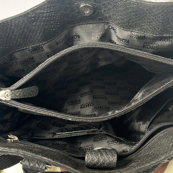 Michael Kors Black Leather Snakeskin Hamilton Bag EUC with Dust Bag - Picture 14 of 14